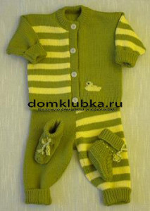 Зелёно-жёлтый костюмчик для новорожденного