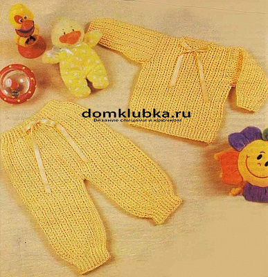 Вязаные жёлтый комплект для новорожденного